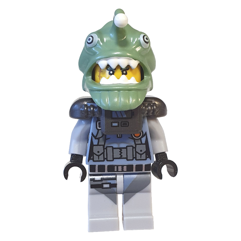 Shark Army Angler, Sand Green (CMF) — minifigure detail