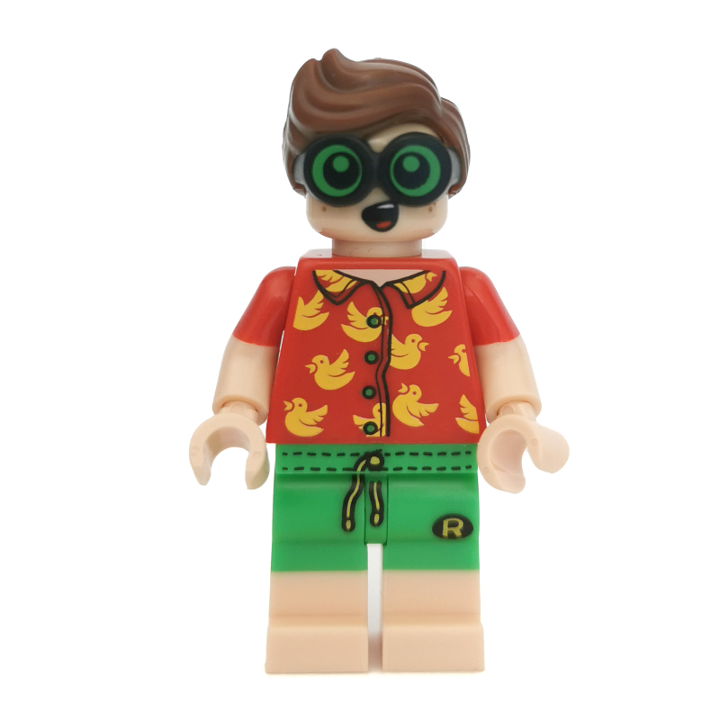 Robin in Red Shirt and Green Swim Trunks (CMF) — minifigure detail