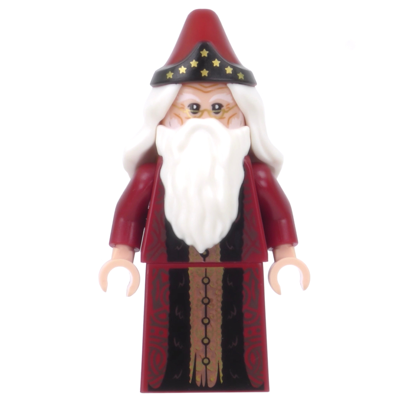 Albus Dumbledore, Dark Red Robe with Skirt, Stars on Hat — minifigure detail