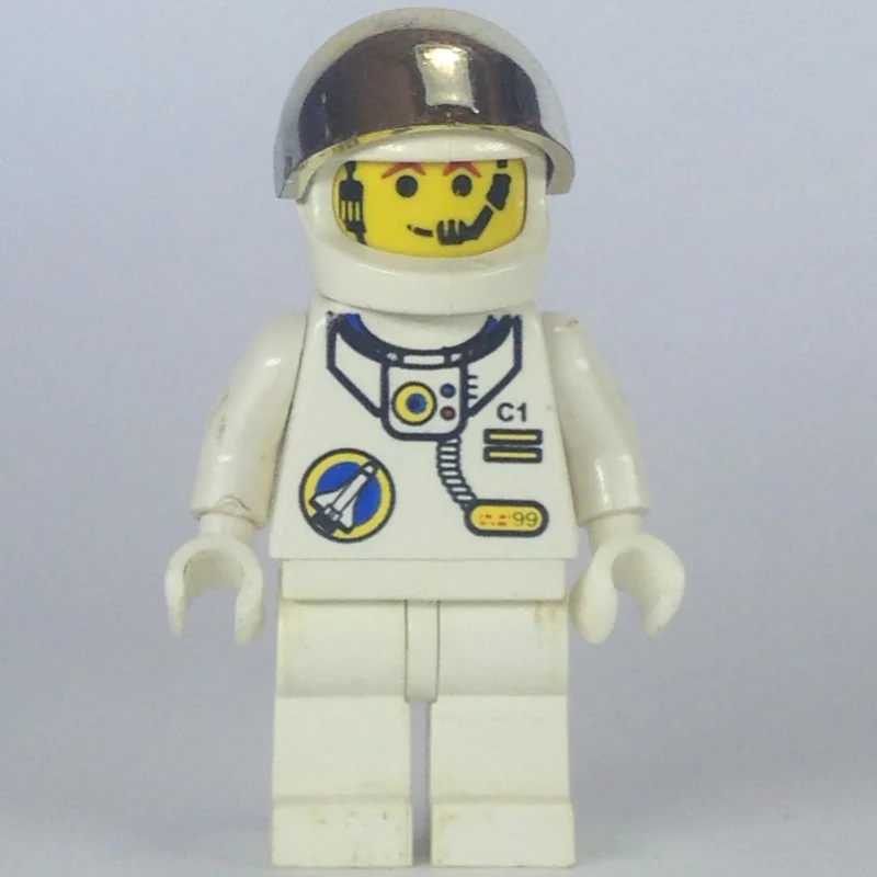 Astronaut, White, White Hips, Helmet with Large Chrome Gold Visor, Headset