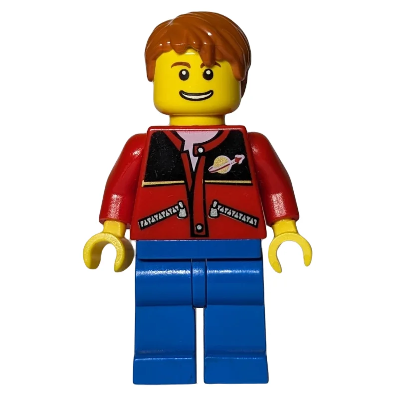 Man, Red Jacket with Classic Space Logo, Dark Orange Hair