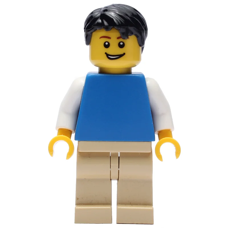 Blue Torso, Tan Legs, Black Hair