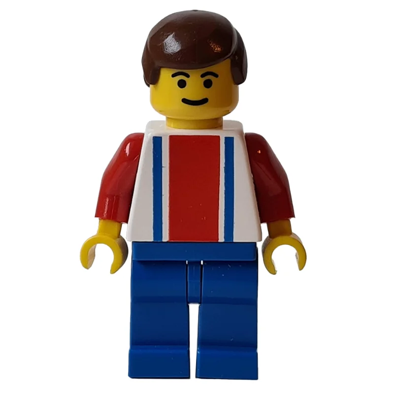 Soccer Player White Torso with Blue/Red Stripes, Blue Legs #11