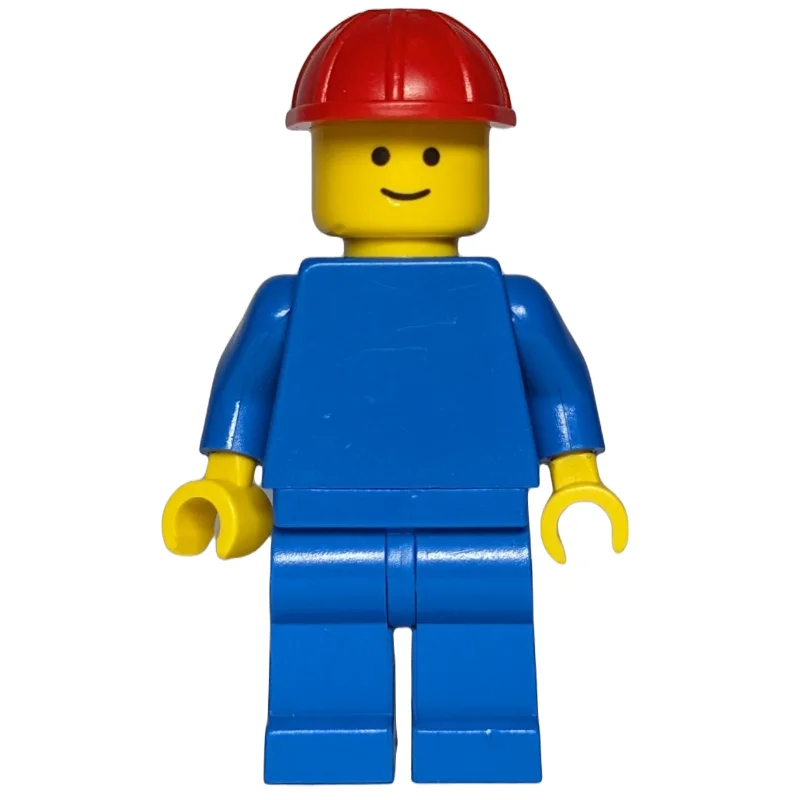 Man, Plain Blue, Red Hard Hat