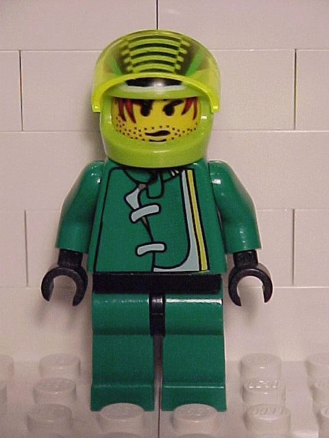 Race Driver, Green Torso, Green Legs, Lime Helmet