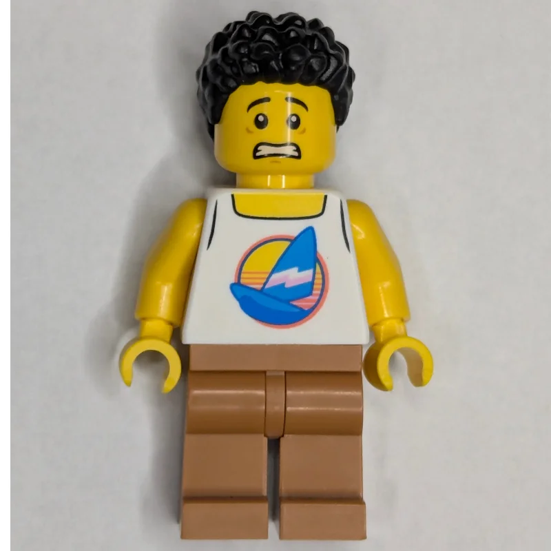 Man, White Vest, Medium Nougat Legs, Black Hair