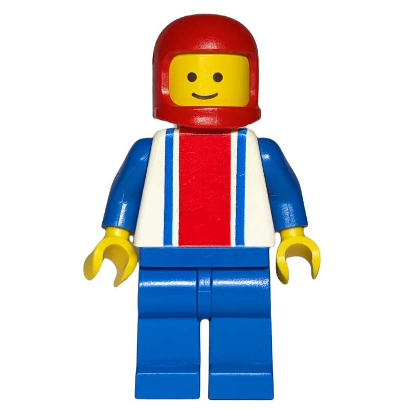 Man, White Torso with Red and Blue Stripes, Blue Legs, Red Helmet