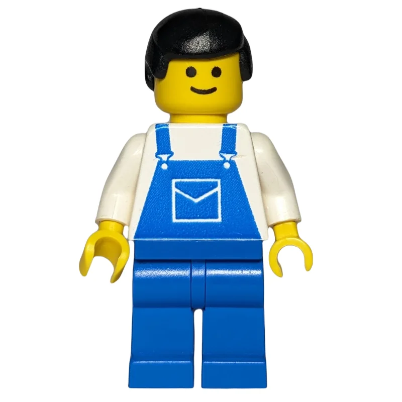 Man, Blue Overalls, Black Hair (3626a Head)