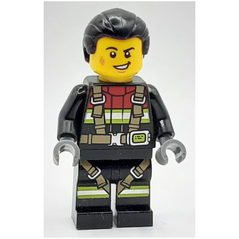 Firefighter, Black Fire Suit, Black Hair