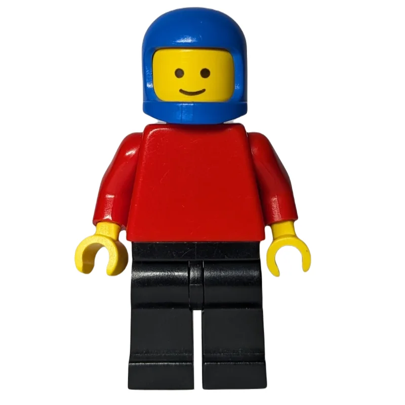 Man, Plain Red Torso, Black Legs, Blue Helmet