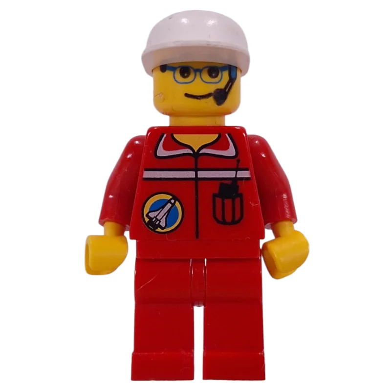 Space Port Ground Crew, Red Jumpsuit, White Cap, Headset and Glasses