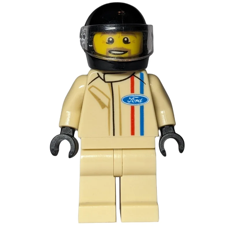 Race Driver, Tan Torso, Tan Legs, Black Helmet, Ford