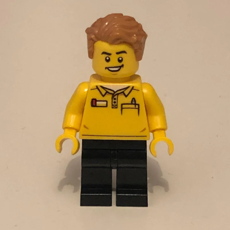 LEGO Store Employee, LEGO Logo on Back, Medium Nougat Hair