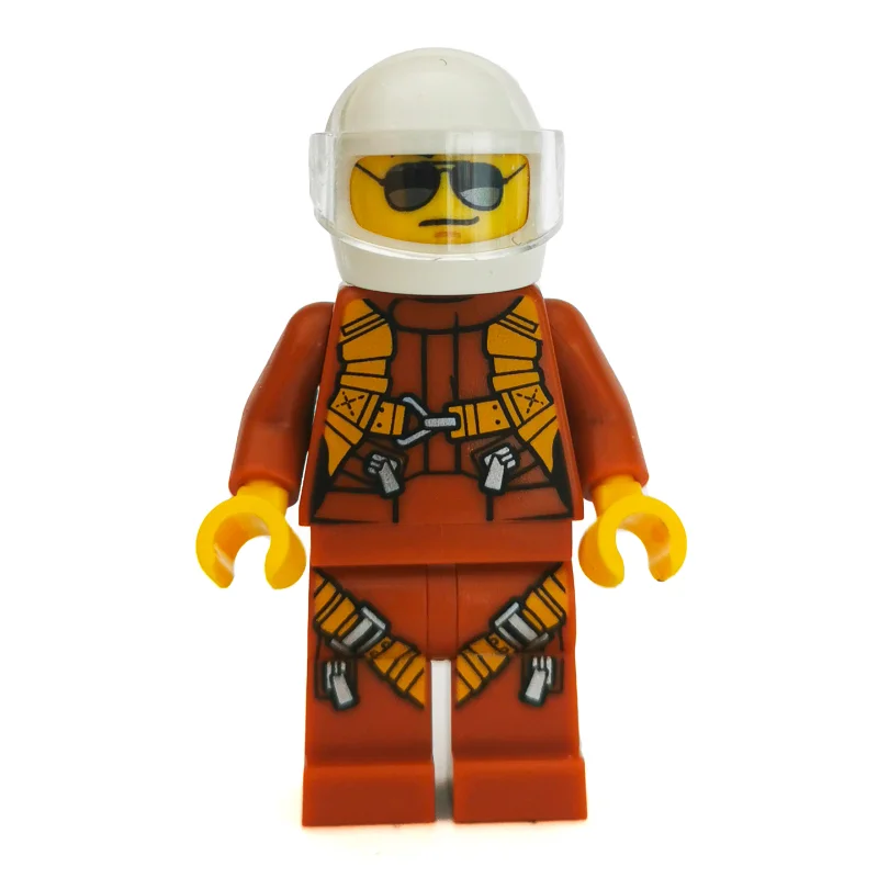 Pilot - Dark Orange Torso, Dark Orange Legs, White Helmet