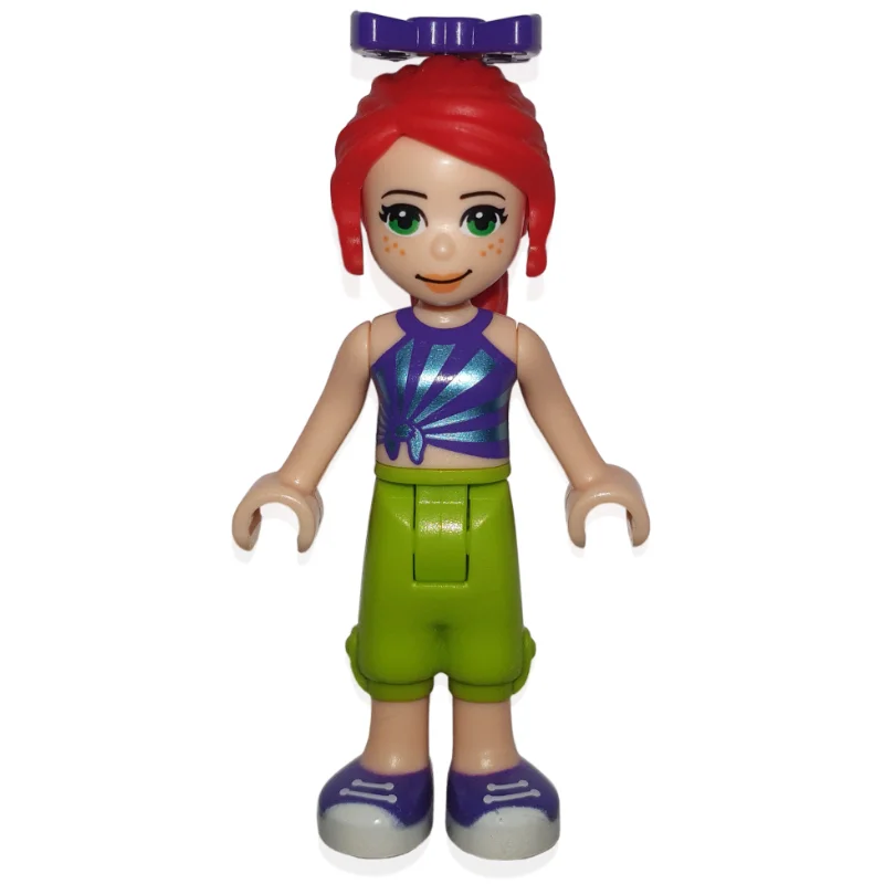 Mia - Dark Purple Top, Lime Trousers