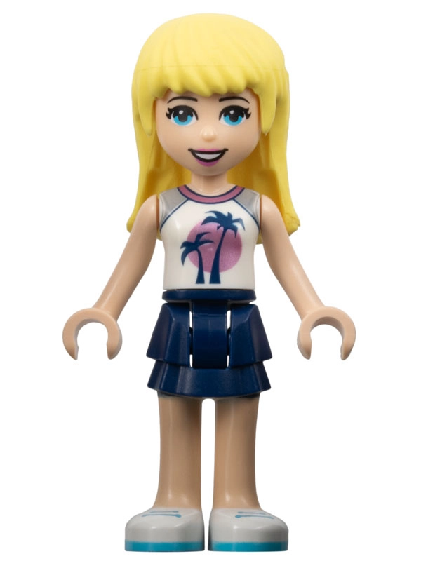 Stephanie - White Top, Dark Blue Skirt