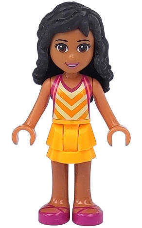 Kate - Tan Top, Bright Light Orange Skirt
