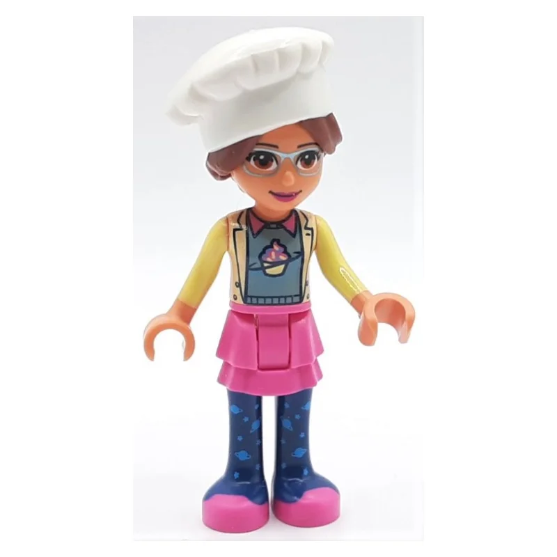 Olivia - Bright Light Yellow Jacket, Dark Pink Skirt, Chef's Hat