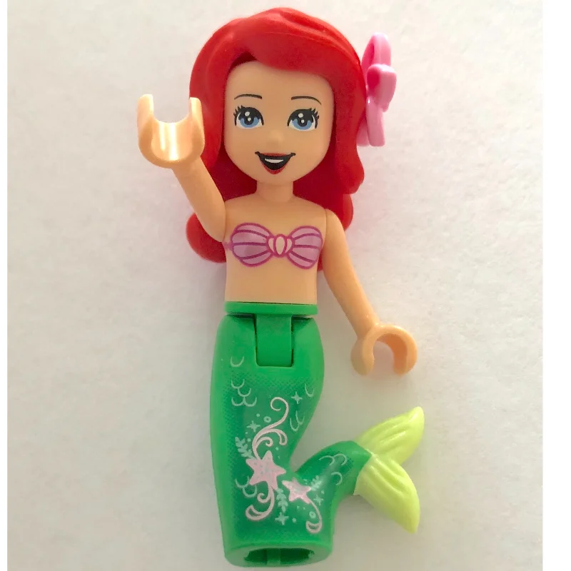 Ariel - Mermaid Form, Pink Top, Dark Green Scales on Tail
