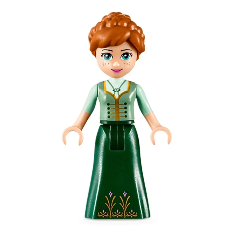 Anna - Sand Green and Dark Green Dress, Closed Mouth