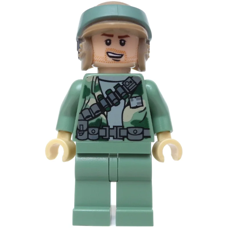 Rebel Trooper in Endor Uniform, Sand Green Legs, Beard Stubble