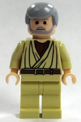 Obi-Wan Kenobi, Old, Tan Robes, Hair, Black Eyes