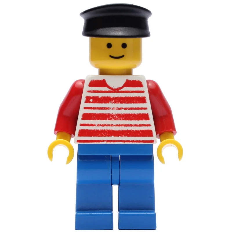 Man - Red/White Striped Shirt, Red Arms, Blue Legs, Black Hat