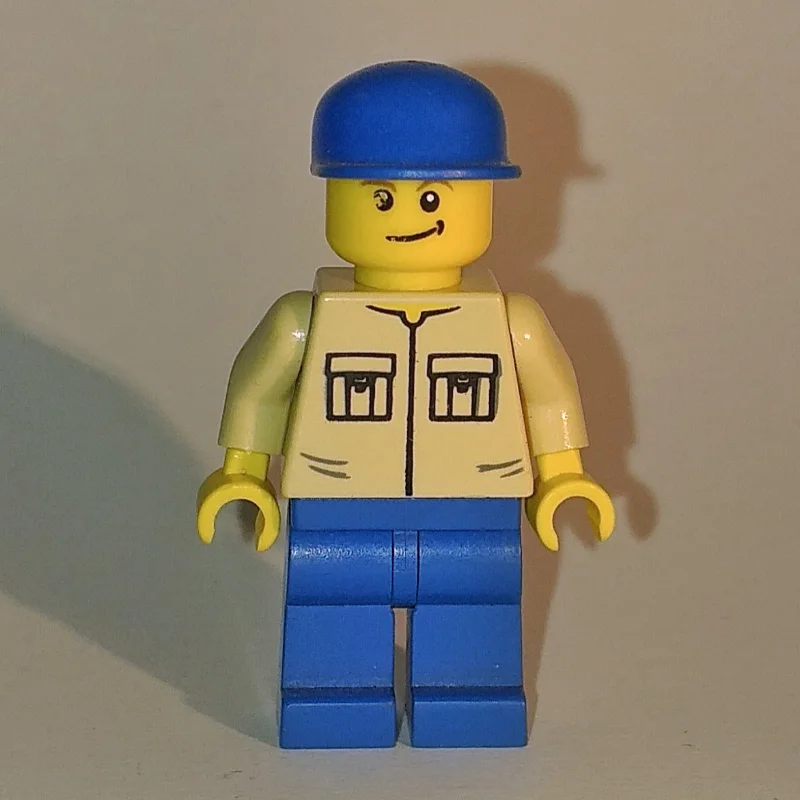 Man - Tan Shirt, Blue Legs, Blue Cap