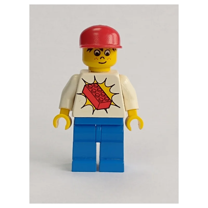 Man - White Torso with Red Brick, Blue Legs, Red Cap