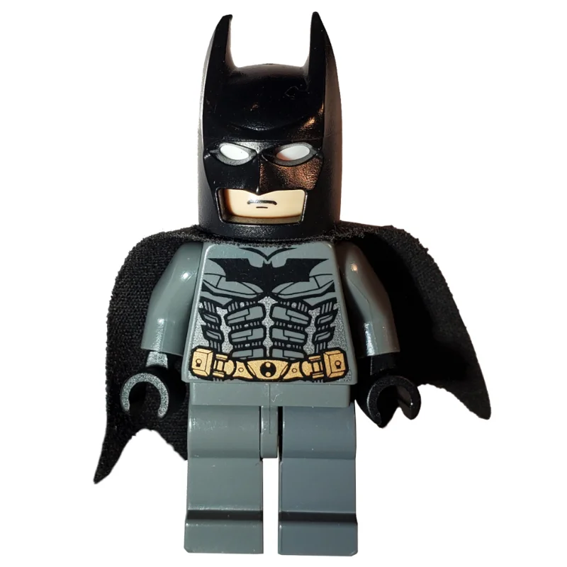 Batman, Dark Bluish Gray Suit, Black Cape and Cowl, Light Nougat Head, Dark Bluish Gray Hips