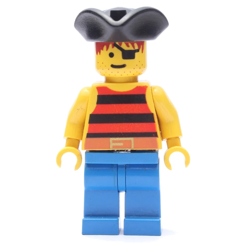 Pirate - Red/Black Stripes, Blue Legs, Black Tricorne