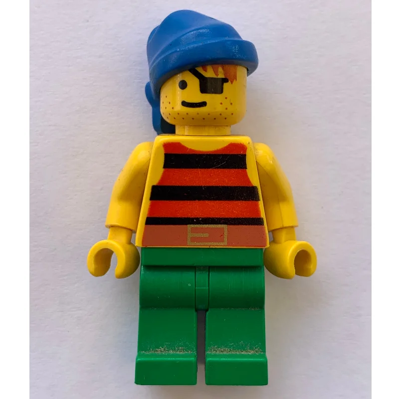 Pirate - Red/Black Stripes, Green Legs, Blue Bandana