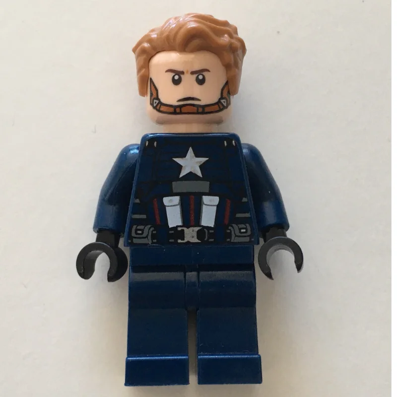 Captain America in Dark Blue Outfit with Black Hands and Hair