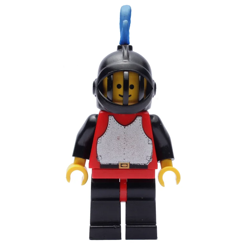 Knight (Breastplate on Red) - Black Legs, Blue Plume