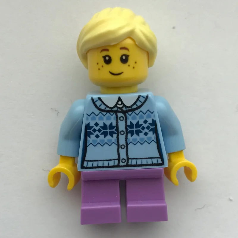 Girl, Cardigan Light Bright Blue, Short Medium Lavender Legs