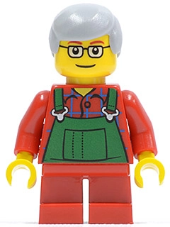 Elf, Green Overalls, Short Red Legs, Light Bluish Gray Hair, Glasses