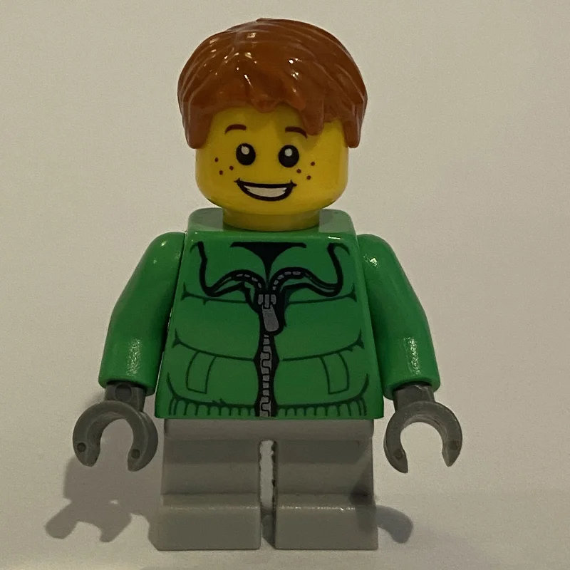 Boy, Green Jacket, Short Light Bluish Gray Legs, Dark Orange Hair