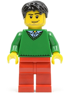 Man, Green V-Neck Sweater, Red Legs
