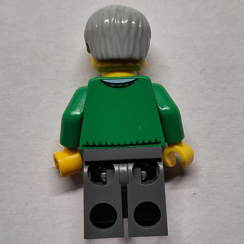 Man, Green V-Neck Sweater, Dark Bluish Gray Legs, Beard