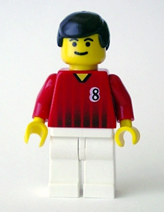 Soccer Player Red Torso, White Legs, #8