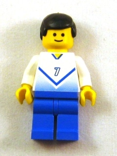 Soccer Player White Torso, Blue Legs, #7