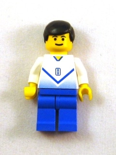 Soccer Player White Torso, Blue Legs, #8