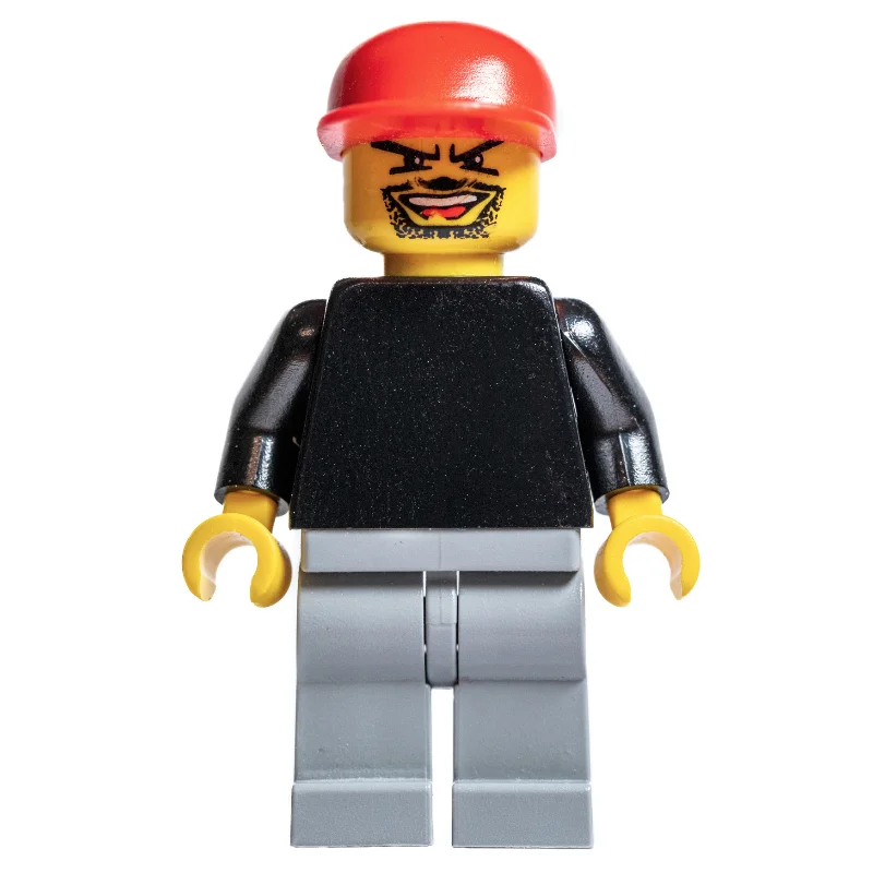 Soccer Player Goalie Black Torso, Light Bluish Gray Legs, Red Cap