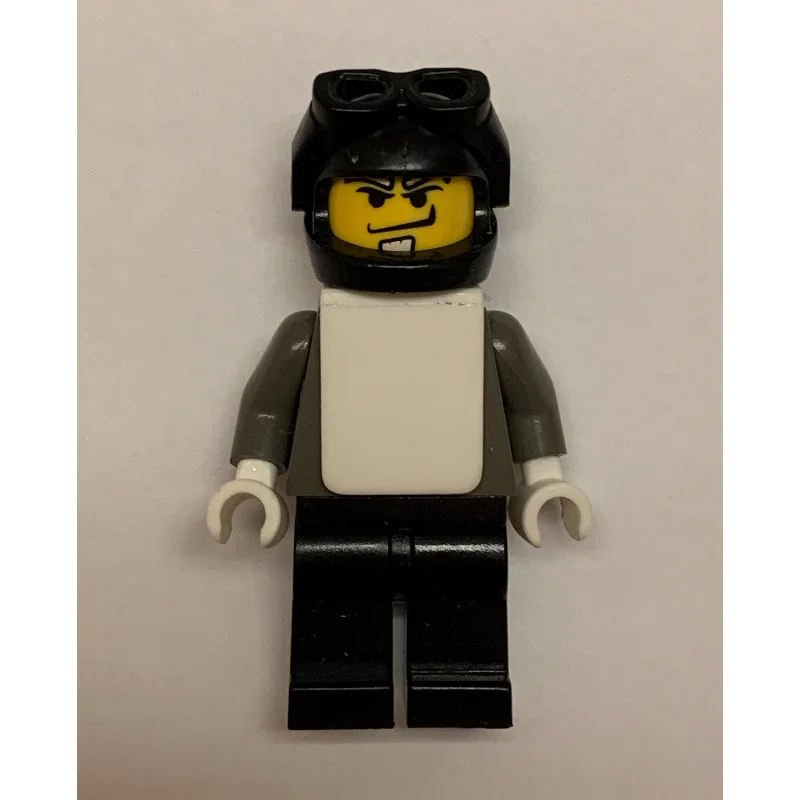 Snowboarder, Dark Gray, Black Helmet, White Vest