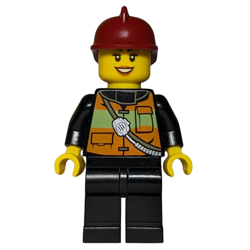 Firewoman, Safety Vest with Shoulder Straps, Red Helmet