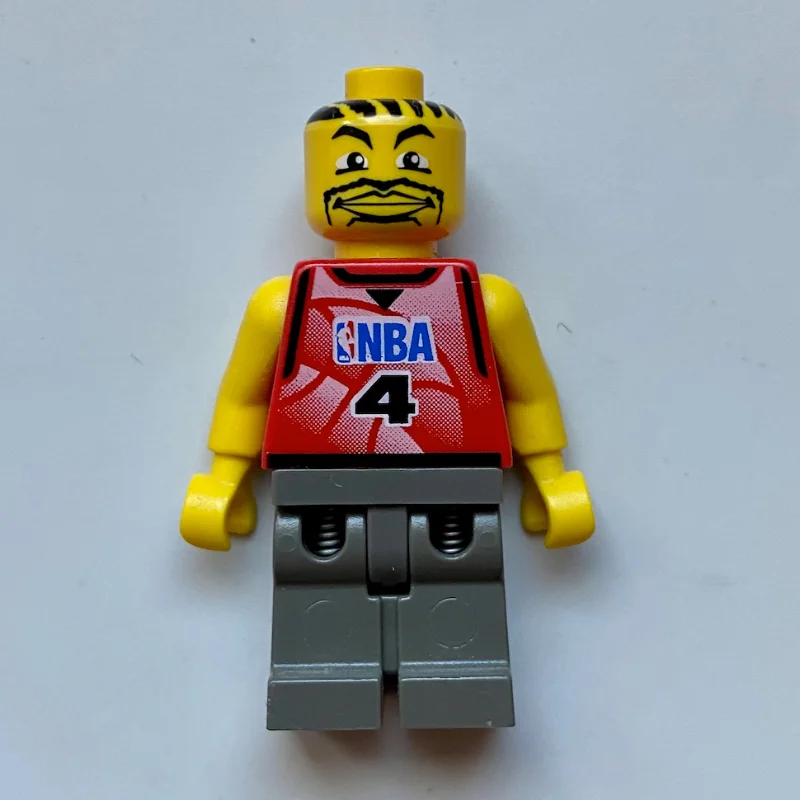 Basketball Player, Red Torso with #4, Dark Gray Legs