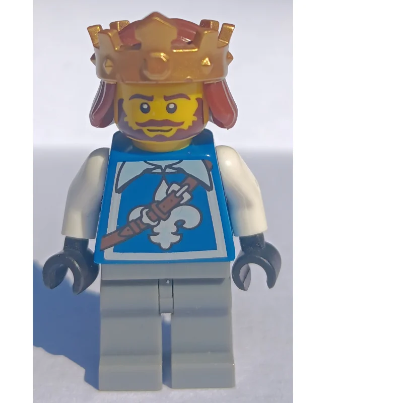 Warrior King, Fleur de Lis on Vest, Crown, Beard