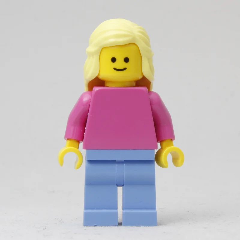 Woman, Plain Dark Pink Torso, Medium Blue Legs, Bright Light Yellow Hair
