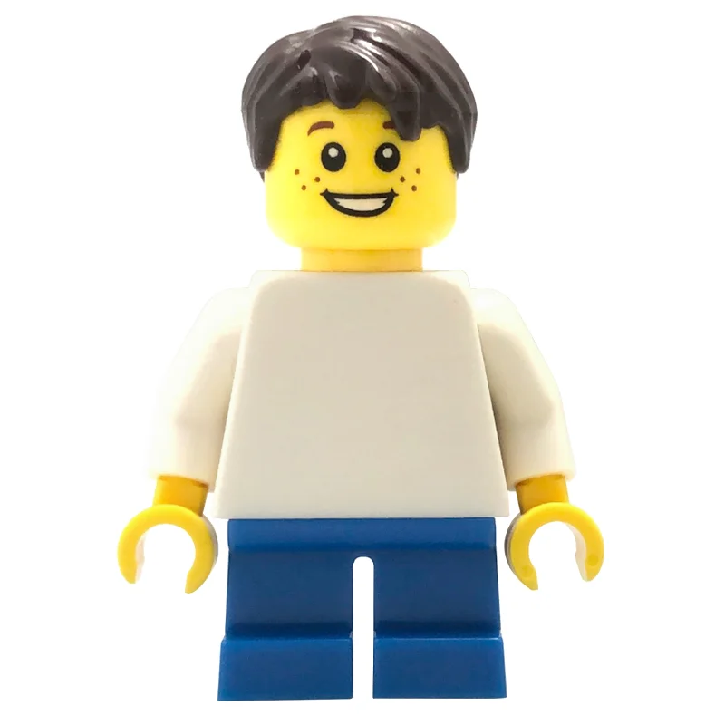 Boy, Plain White Torso, Short Blue Legs, Dark Brown Hair