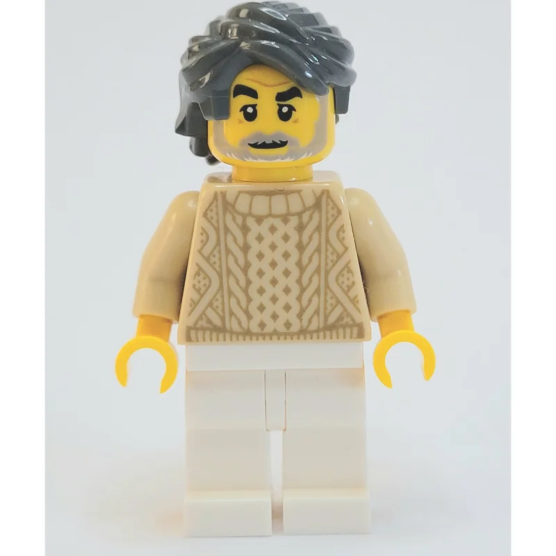 Man, Tan Sweater, White Legs, Dark Bluish Gray Hair, Beard